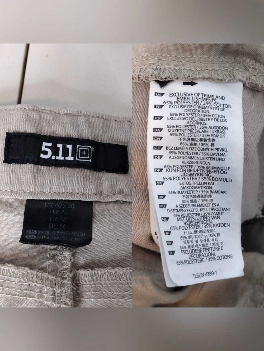 5.11 Tactical Tan Men's Outdoors Work Utility Cargo Pants Sz 40×30 - Picture 12 of 15